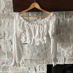 Altar'd State White Eyelet Ruffle Blouse